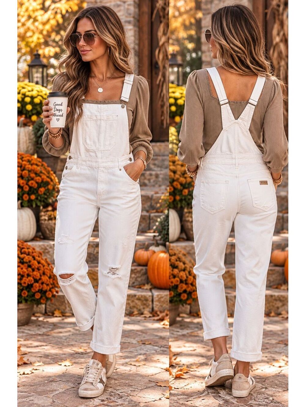 NWT Risen Jeans distressed white denim overalls medium